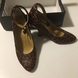N.Y.L.A. Real leather calf hair animal print wedge